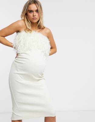 white bandeau midi dress