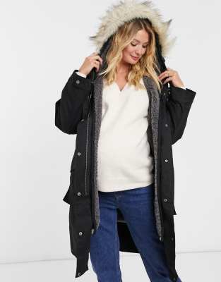maternity faux fur coat