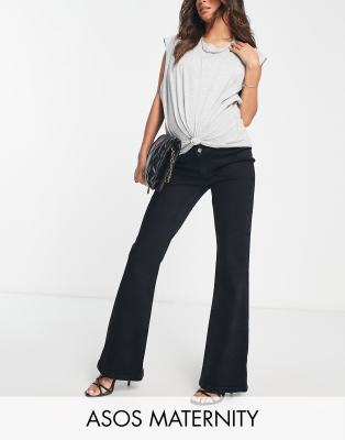 ASOS DESIGN Maternity flared jeans in washed black