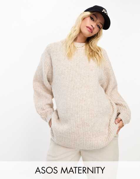 ASOS Maternity Nursing Sweater In Wrap Fluffy Yarn, ASOS