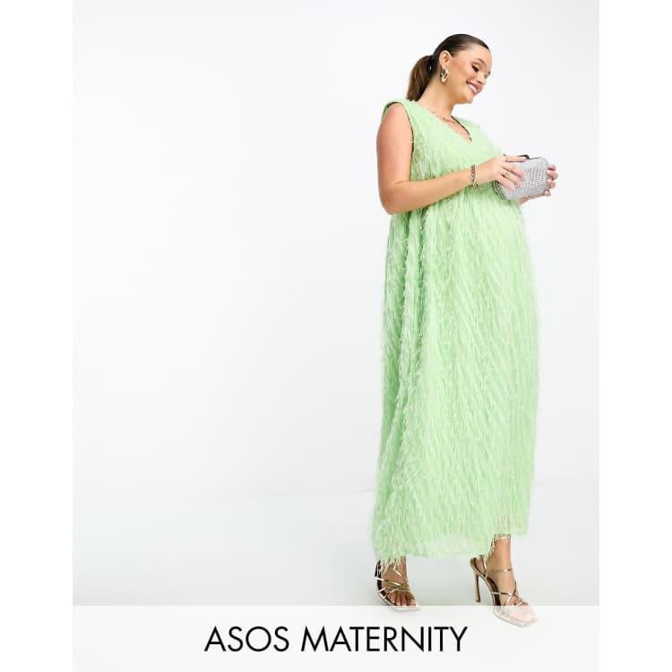 ASOS DESIGN Maternity ruched off shoulder body-conscious midi dress