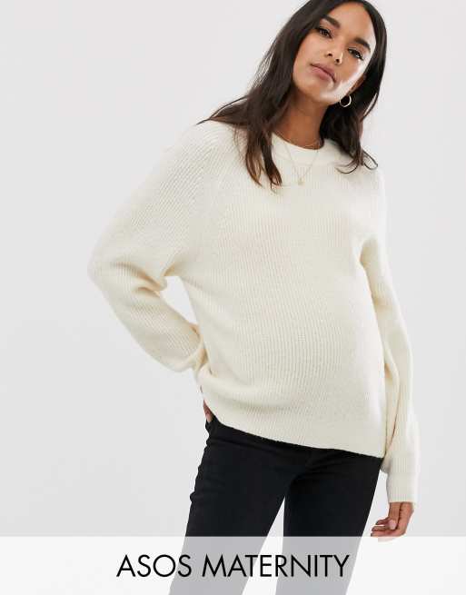 ASOS DESIGN Maternity fluffy sweater with balloon sleeve | ASOS