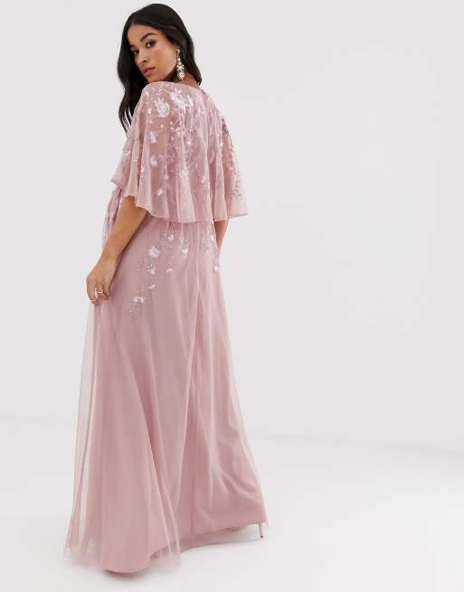 ASOS DESIGN Maternity flutter sleeve maxi dress in embroidered mesh