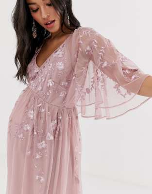 pink chiffon maternity dress