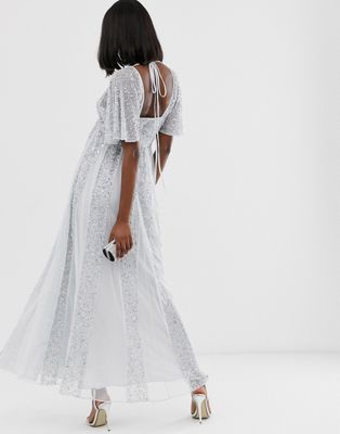 asos design maxi dress with lace godet panels