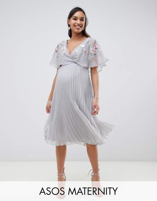 Asos design flutter sleeve midi dress with hotsell pleated skirt