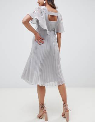 asos design flutter sleeve midi dress