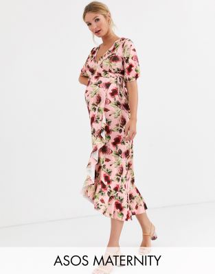 frill wrap maxi dress