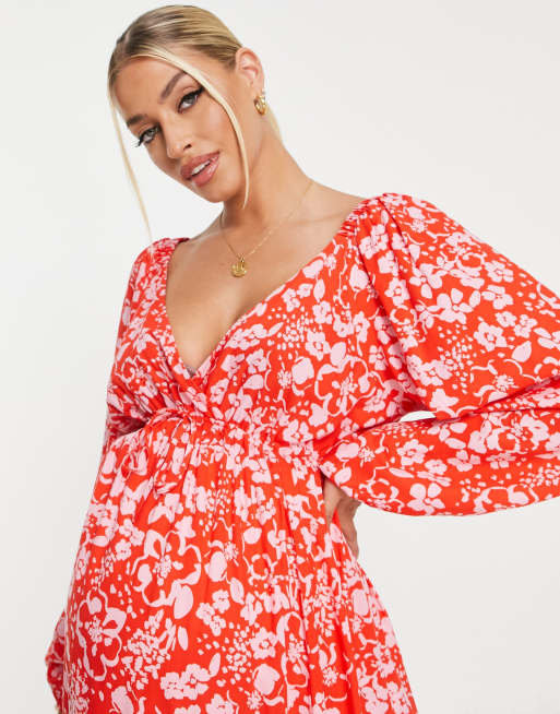 Asos red outlet maternity dress