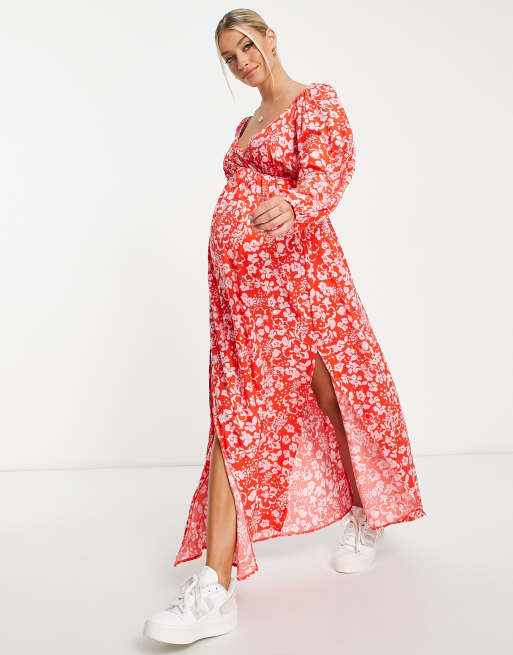 Asos red maternity clearance dress