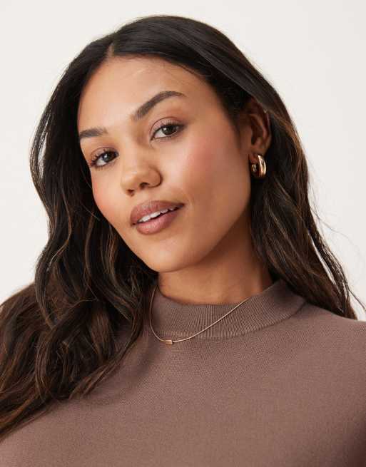 ASOS DESIGN Maternity - Gebreid oversized T-shirt met structuur in mokka, 3 van 4