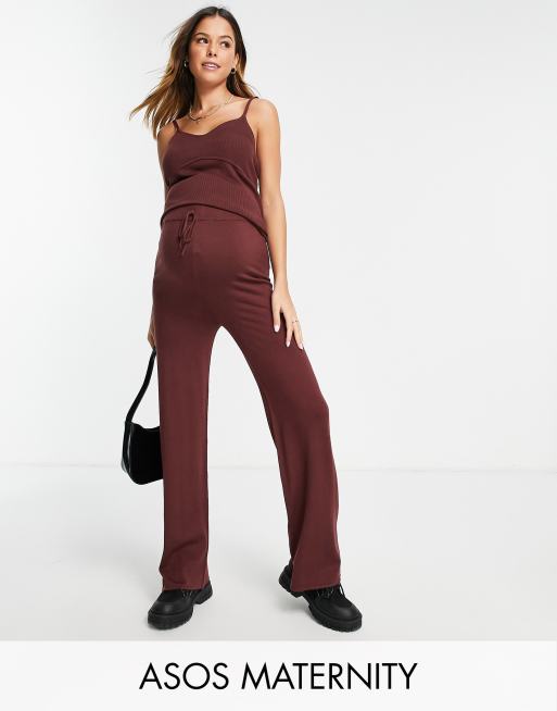 ASOS DESIGN - Gebreide legging in bruin, deel van co-ord set