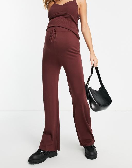 ASOS DESIGN Maternity - Gebreide broek met wijde pijpen in bruin, deel van  co-ord set