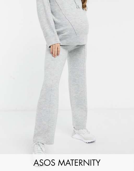 Dominant Abnormaal cocaïne ASOS DESIGN Maternity - Gebreide zwangerschapsbroek met wijde pijpen in  gemêleerd grijs, co-ord set | ASOS