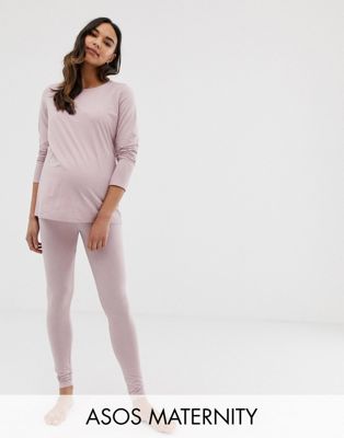 ASOS DESIGN - Maternity - Gemêleerde mix en match pyjama-legging van jersey-Roze