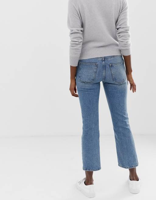 ASOS DESIGN Maternity - Genanvendte robuste cropped Egerton-jeans i mellemstenvasket blå med taljekant under maven og svaj, 2 af 4