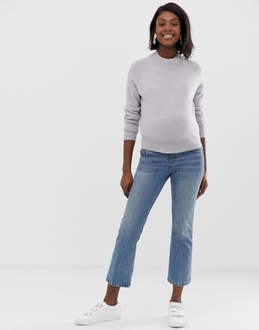 ASOS DESIGN Maternity - Genanvendte robuste cropped Egerton-jeans i mellemstenvasket blå med taljekant under maven og svaj, 4 af 4