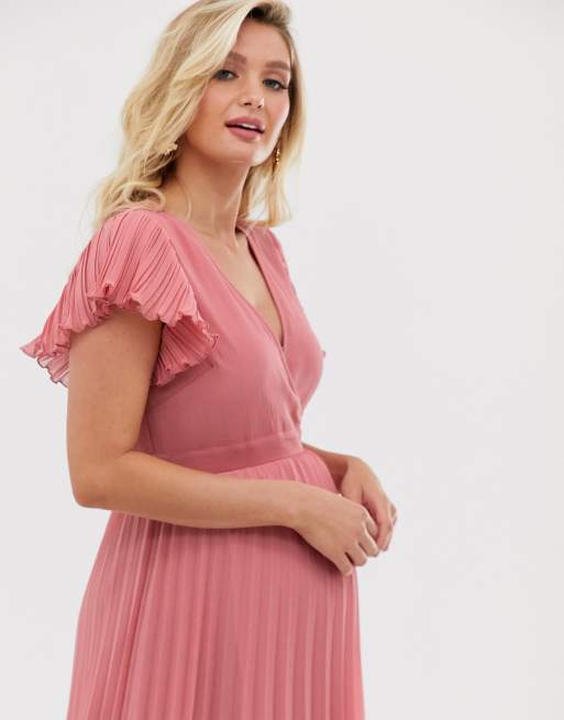 ASOS DESIGN Maternity - Geplooide midi-jurk met overslag en ruche, 3 van 4