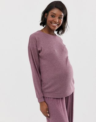 ASOS DESIGN Maternity - Geribbelde lounge-sweater-Roze