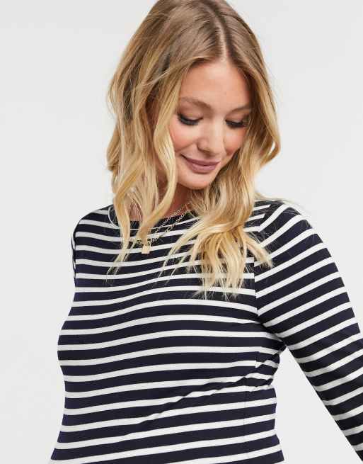 ASOS DESIGN Maternity - Gestreept T-shirt met lange mouwen in zwart, 3 van 4