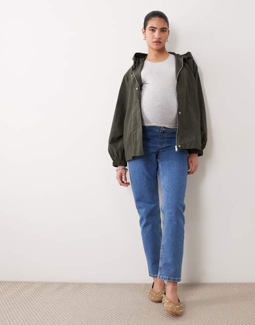 ASOS DESIGN Maternity - Giacca bomber antipioggia kaki con fondo a palloncino, 2 di 4