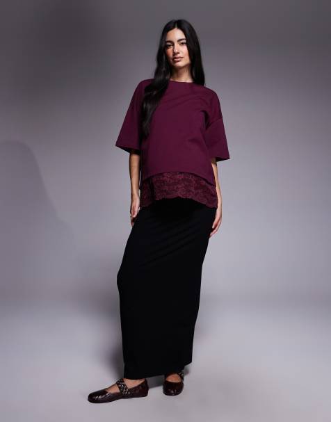 ASOS DESIGN Maternity - Gonna lunga nera a colonna - view 1