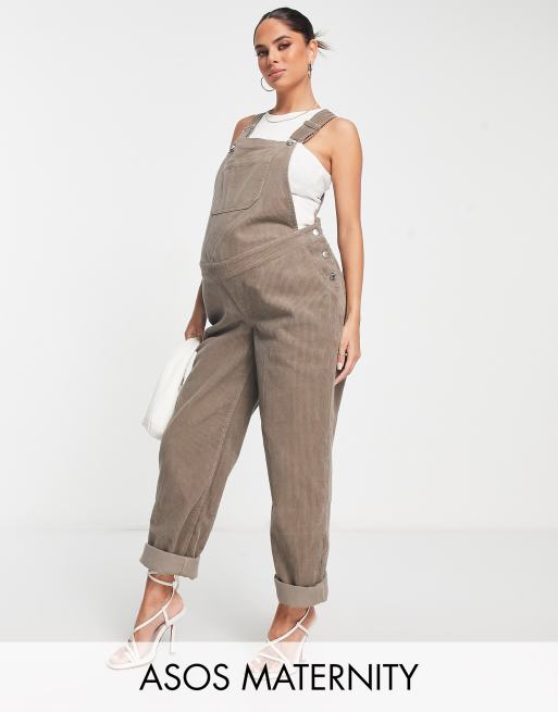 ASOS DESIGN Maternity - Gråbrune fløjls-overalls i original fit