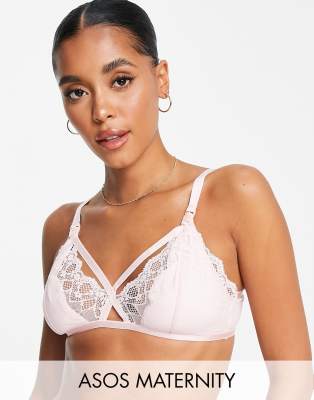 ASOS Maternity ASOS DESIGN Maternity Greta lace soft nursing bra in pink