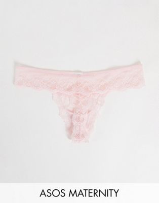 ASOS DESIGN Maternity Greta lace thong in pink