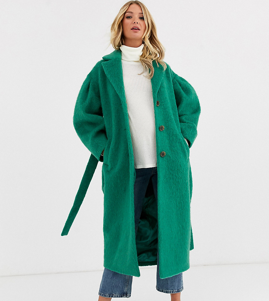 ASOS DESIGN Maternity - Grøn frakke med power-ærmer