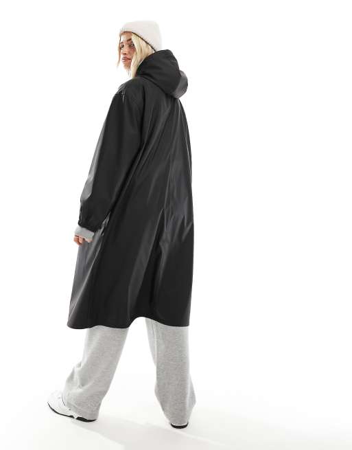 ASOS DESIGN Maternity - Gummieret regnfrakke i sort, 4 af 4