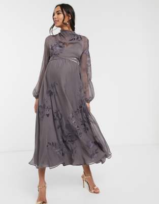 asos embroidered maternity dress