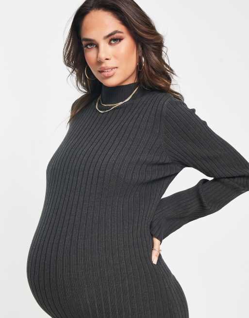 asos grey maternity dress