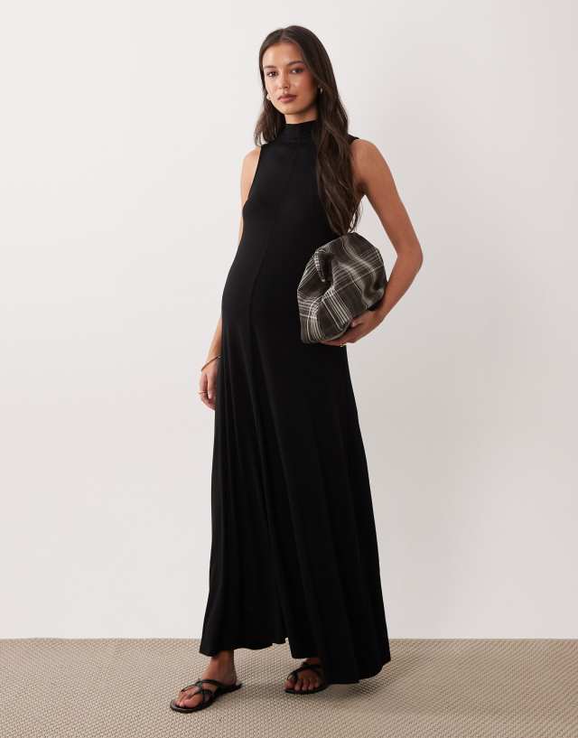 maternity black maxi dress ASOS - High Neck - Women - Viscose/Elastane - 0 US 5% Elastane)153cm total length spupresale Jennifer Lopez Turns Heads My Actual Bust is:19