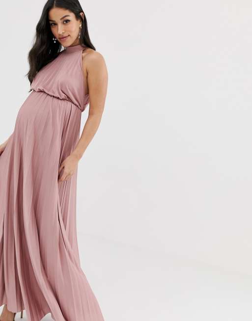 ASOS DESIGN Maternity high neck pleated maxi dress ASOS
