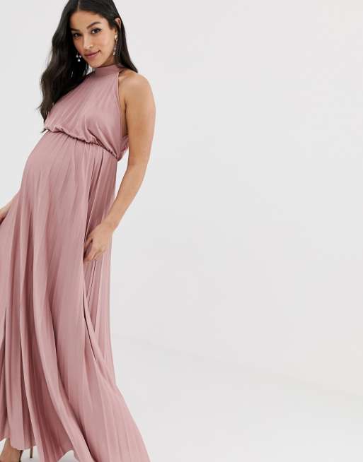 ASOS DESIGN Maternity high neck pleated maxi dress | ASOS