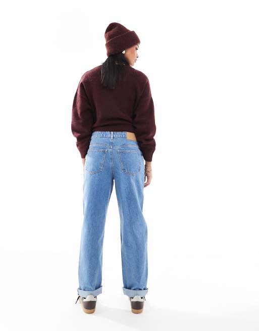 ASOS DESIGN Maternity high rise relaxed mom jeans in clean blue