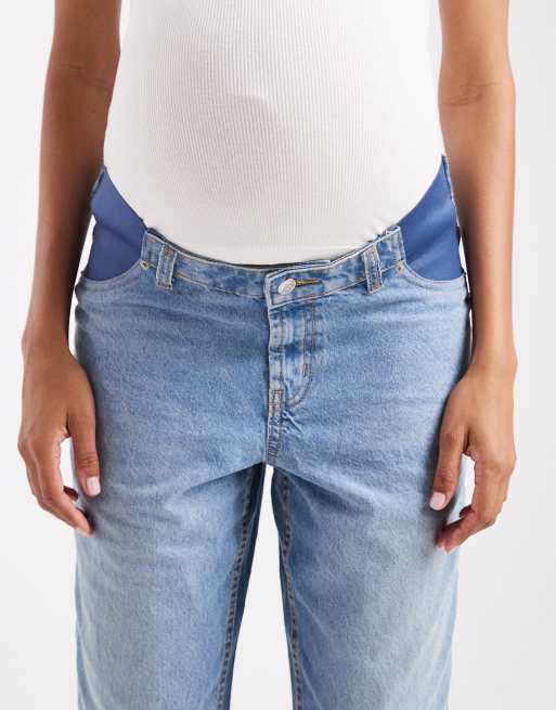 ASOS DESIGN Maternity high rise relaxed mom jeans in pale wash