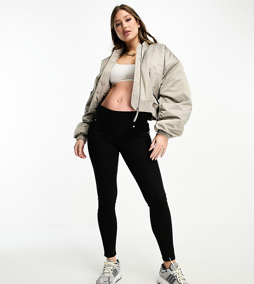 Asos Maternity Asos Design Maternity Skinny Jeans In Clean Black With Under The Bump Waistband