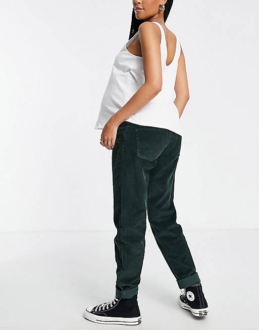 Jeans Maternity high rise 'slouchy' mom jean in forest green cord 