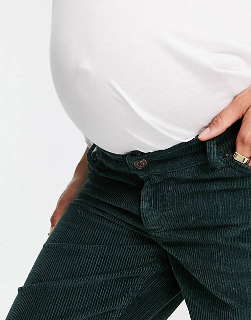Jeans Maternity high rise 'slouchy' mom jean in forest green cord 