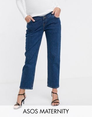ASOS DESIGN Maternity High rise stretch 'slim' straight leg jeans in ...