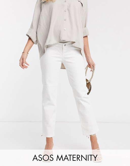 ASOS DESIGN Maternity high rise 'stretch' straight jeans in optic white