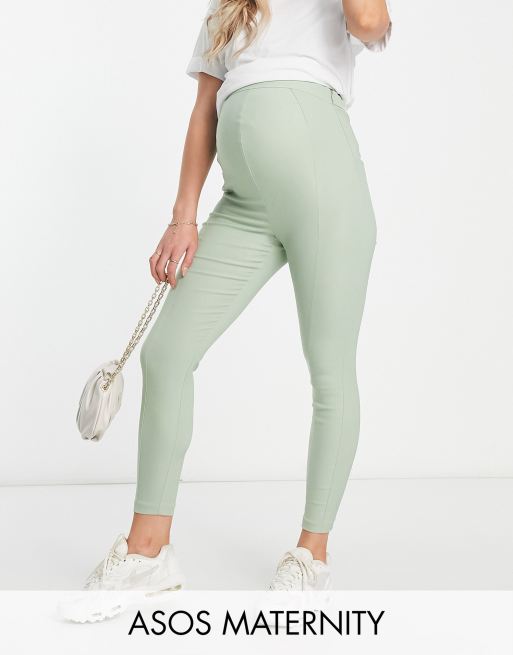 ASOS DESIGN Maternity high waist pants in skinny fit in khaki