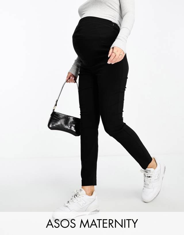 ASOS DESIGN Maternity high waist skinny fit pants in black