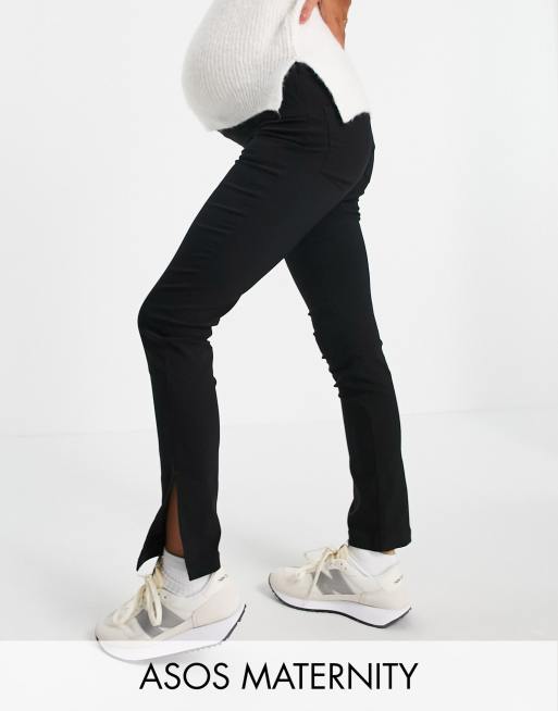 Cotton Jersey High Waisted Split Hem Leggings