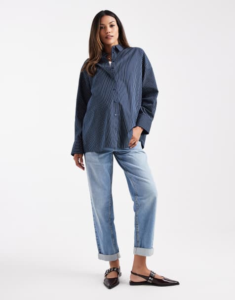 ASOS DESIGN Maternity high rise relaxed mom jeans in pale wash