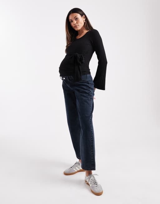 ASOS DESIGN Maternity - Jean coupe ample à taille haute - Bleu noir, 2 de 5