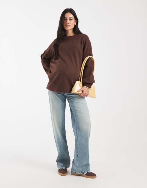 ASOS DESIGN Maternity - Jean droit en denim stretch et confortable - Délavage vintage