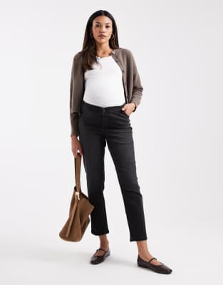 ASOS DESIGN Maternity - Jean mom slim et confortable - Noir délavé 38